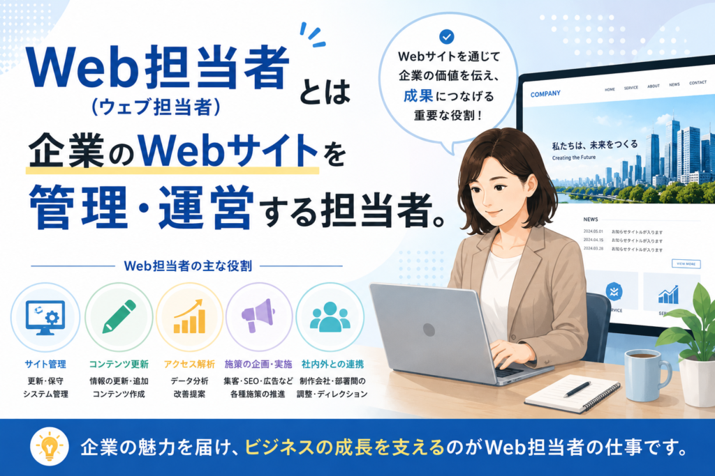 Web担当者（ウェブ担当者）とは企業のWebサイトを管理・運営する担当者。