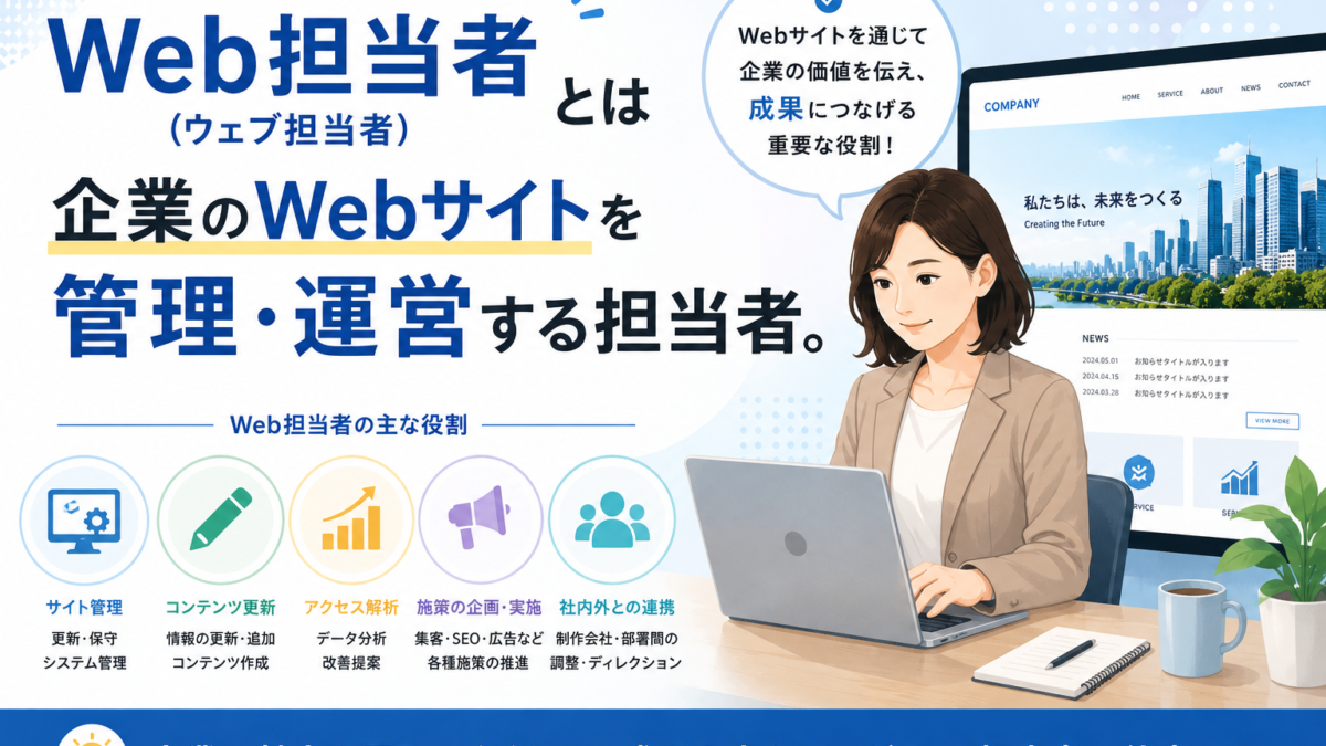 Web担当者（ウェブ担当者）とは企業のWebサイトを管理・運営する担当者。